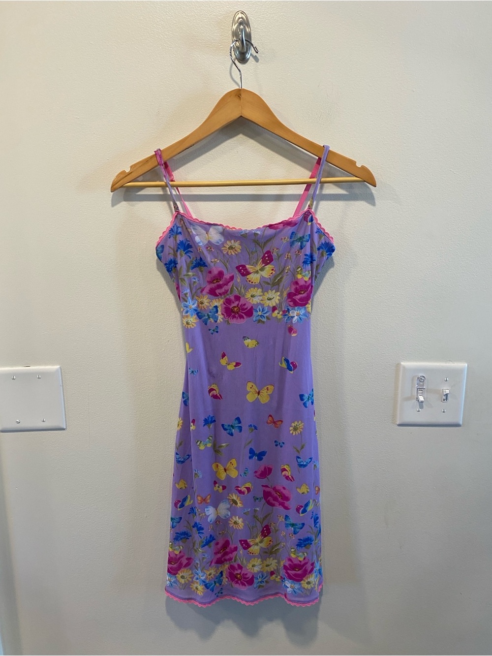 Vintage Y2K Cosabella Butterfly Floral Mesh Slip dress size small fairy coquette